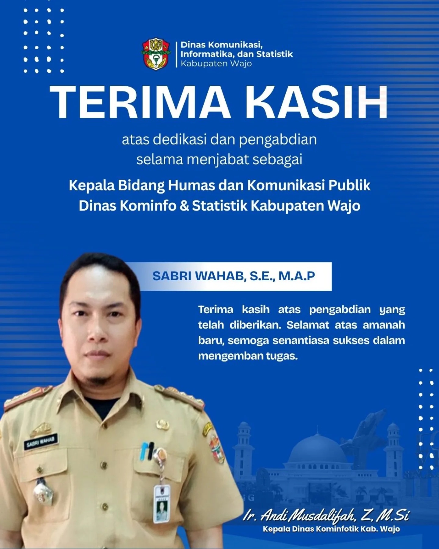 Ucapan Terimakasih Kabid Humas Demisioner